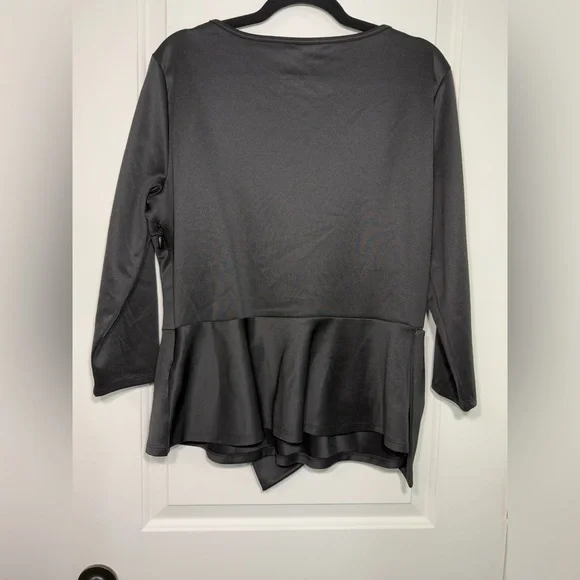 New York & Company Women's Black Blouse with Bow Accent - Picture 2 of 7